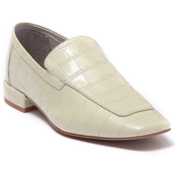 ANTHROPOLOGIE JEFFREY CAMPBELL MARKO IVORY CROC LEATHER LOAFER SIZE 8 NWT - Picture 1 of 13
